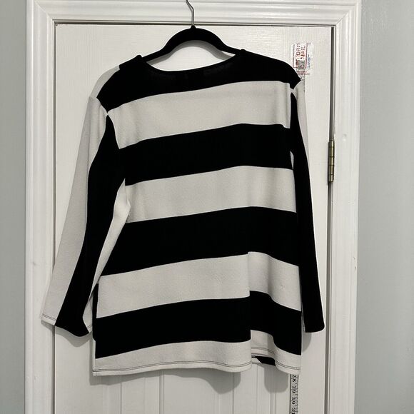 Chico’s Zealous Stripe Surplice Top Faux Wrap Long Sleeve Top V-Neck Size 3 XL - Picture 4 of 6